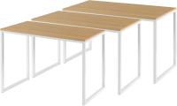 Jennifer Mesa de escritorio 119x61x74 cm - Mesa de estudio moderna de metal y madera - Mesa de ordenador para oficina en casa - Marrón claro y blanco - details 4