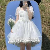 Vestido de princesa blanco japonés Lolita 2025 con mangas abullonadas y lazo - details 5