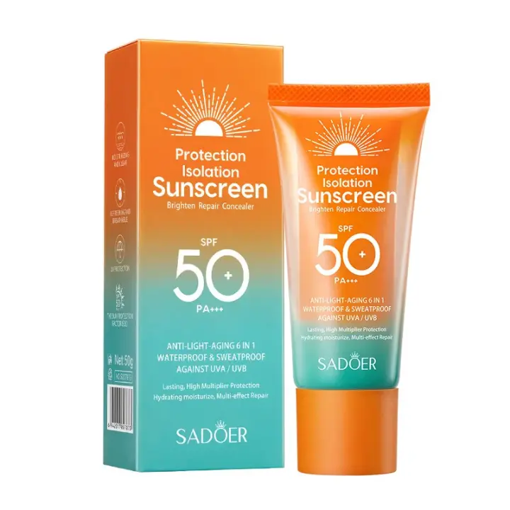 Protector solar SPF 50+ para protector facial Cuidado solar de la piel Tubo dual Multi efecto Pa +++ Protector solar facial Bloqueador solar - 1