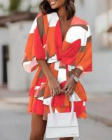 BUNO-Vestido holgado con cuello en V y manga murciélago para mujer, minivestido informal con volantes y corte en A, ropa de playa para vacaciones 2024 - details 2