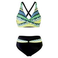 Traje de Baño de Dos Piezas Estilo Vintage Tanga Alto con Impresión Retro Material de Dacron - details 11