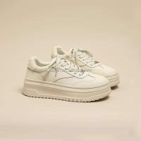 Nuevas zapatillas de deporte blancas puras con aumento de altura para mujer, zapatos de Skate de cuero de vaca Real de alta calidad con clase, informales para niñas, marca - details 1