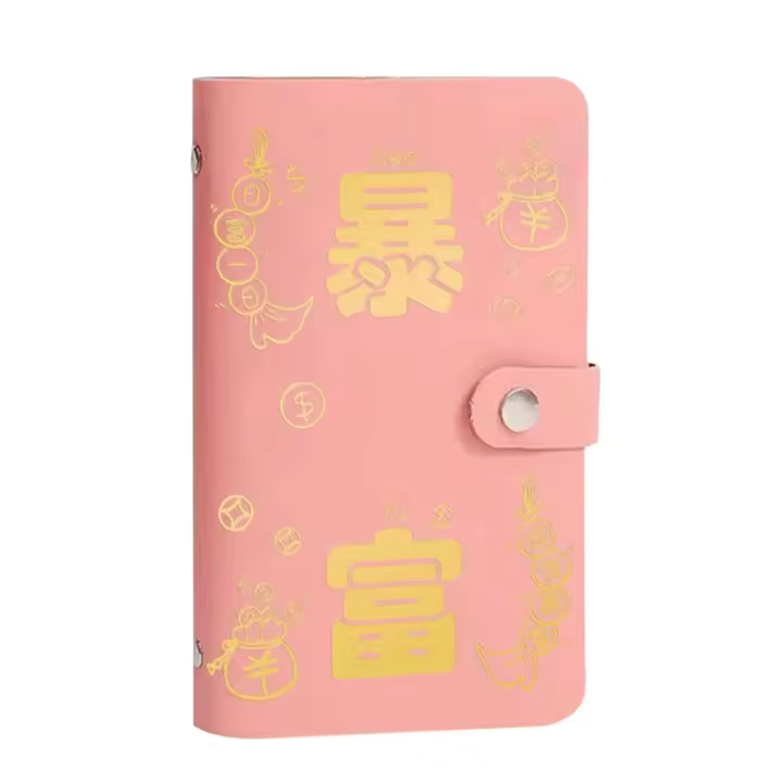 Carpeta de desafío de 100 sobres, libro de desafíos de ahorro de dinero de cuero PU resistente al agua, cuaderno de presupuesto de efectivo fácil de limpiar - 1