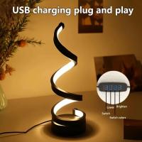 Lámpara de mesa LED USB de 5V, luz de escritorio en espiral creativa moderna, 3 colores regulables para dormitorio, sala de estar, oficina, Bar, iluminación decorativa - details 3