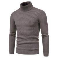 Suéter de cuello alto para hombre, suéter de punto ajustado, camisa de fondo, cálido, Color sólido, moda de otoño e invierno - details 16