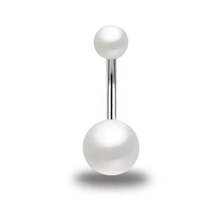 Pendiente de acero inoxidable para mujer, Piercing geométrico para el ombligo, joyería para el cuerpo, perlas - 1