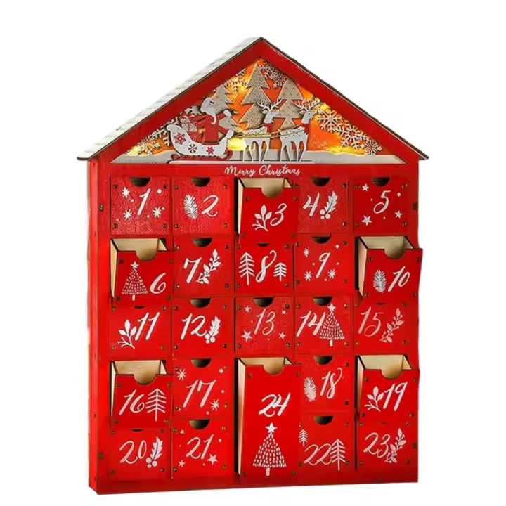 Calendario de Navidad para niños, iluminación creativa con Luz, 24 cajas de Madera, regalo, 2024 - 1