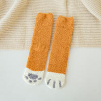Calcetines de Terciopelo de Coral de Invierno Diseño de Garra de Gato Lindo - details 9