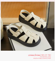 Sandalias de moda con hebilla retro y suela plana, estilo romano, huecas y cómodas para mujer. - details 19