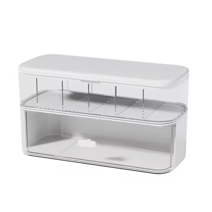 Práctica caja de almacenamiento de cables de plástico, caja transparente a prueba de polvo para cables de cargador, apilable con compartimentos, caja de gestión de cables para el hogar - 1