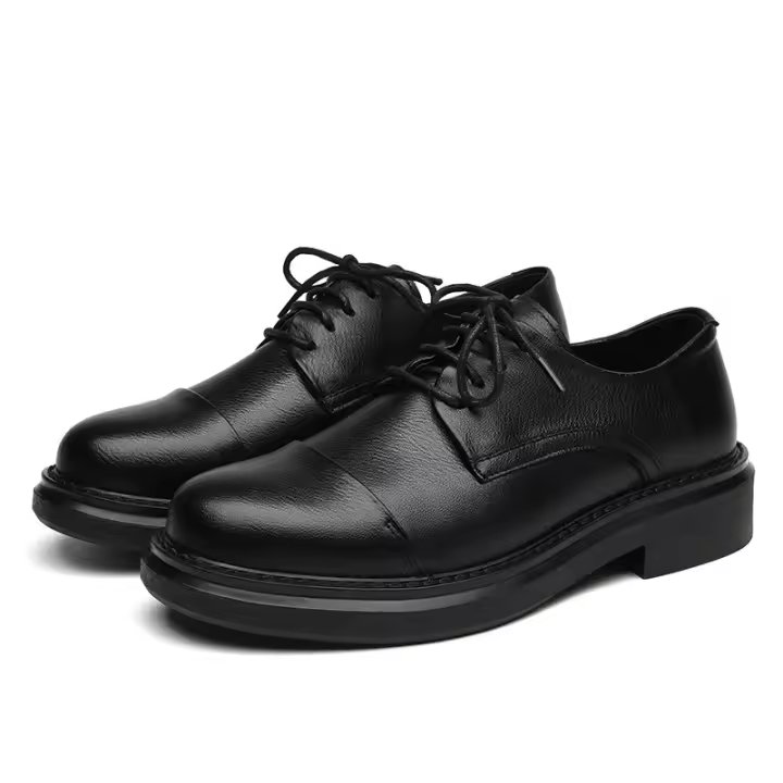 Zapatos Derby transpirables para hombres, calzado de cuero Negro, suave, informal al aire libre, Otoño de 2024 - 1