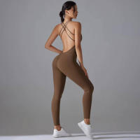Hamidou-body de Yoga elástico, ropa de gimnasio, ropa deportiva de realce, mono de entrenamiento sin espalda, conjunto de Yoga de alta elasticidad para gimnasio - details 4