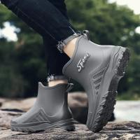 Botas de lluvia para hombre, botas desnudas a la moda, zapatos antideslizantes para trabajo de Chef, zapatos de pesca de goma impermeables y duraderos, zapatillas de deporte para hombre 2023 - details 13
