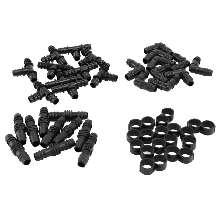 Kit de accesorios de riego para tubería de 1/2 pulgadas, conectores de púas (Rain Bird 16mm .520 ID), sistemas de goteo o aspersor - 1