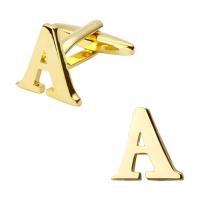 Gemelos de latón pulido a mano para hombre, joyería de alta calidad, chapado en oro, A-Z, 26 letras, moderno, nuevo - details 1