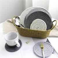 Posavasos de algodón con soporte para bebidas, posavasos absorbentes minimalistas para el hogar, 8 piezas, 4 colores - details 3