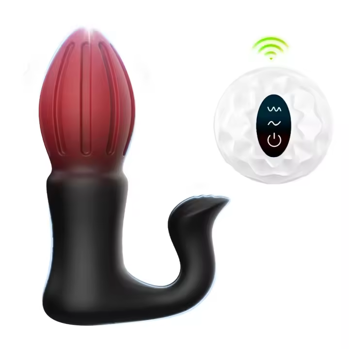Juguete sexual Unisex, vibrador con 7 modos de vibración y empuje, Control remoto inalámbrico, tapón Anal, punto G - 1