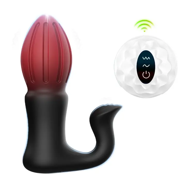 Juguete sexual Unisex, vibrador con 7 modos de vibración y empuje, Control remoto inalámbrico, tapón Anal, punto G - 1