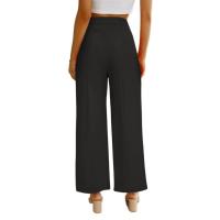 Pantalones anchos de cintura alta para mujer, moda otoño primavera - details 2