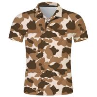 Polo con estampado de camuflaje para hombre, ropa de calle con botones, top informal con solapa, novedad de verano - details 11