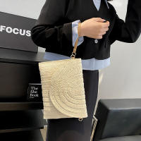 Bolso cruzado de hombro tejido de paja para mujer, bolso de mano de playa, bolsos de sobre hechos a mano informales de verano - details 4