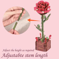 Rompecabezas de madera 3D, flores, bloques de construcción, ramo, Kits de modelos artesanales, flor eterna, juguetes románticos DIY, regalos para novia, cumpleaños - details 1