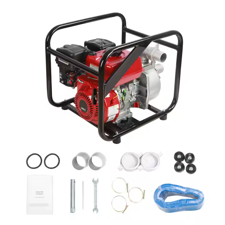 SucceBuy Bomba de agua para motor de gasolina, succión, gas, transferencia de agua de basura, alta presión portátil con manguera para piscina de riego, certificado EPA - 1