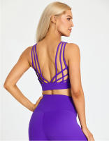 SHINBENE-Sujetador deportivo con tirantes para mujer, sostén deportivo con escote en V, espalda cruzada, acolchado, entrenamiento, Yoga - details 0