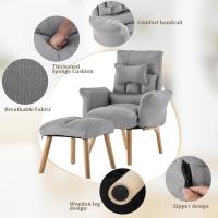 Relájate con reposapiés, sillón reclinable con respaldo ajustable 360 ° Sillón de televisión de terciopelo con marco de madera - details 15