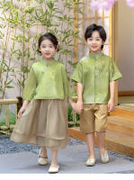 Conjunto de dos piezas de Hanfu chino para niñas, disfraz de jardín elegante y moderno estilo Tang para actuación del Día del Niño - details 0