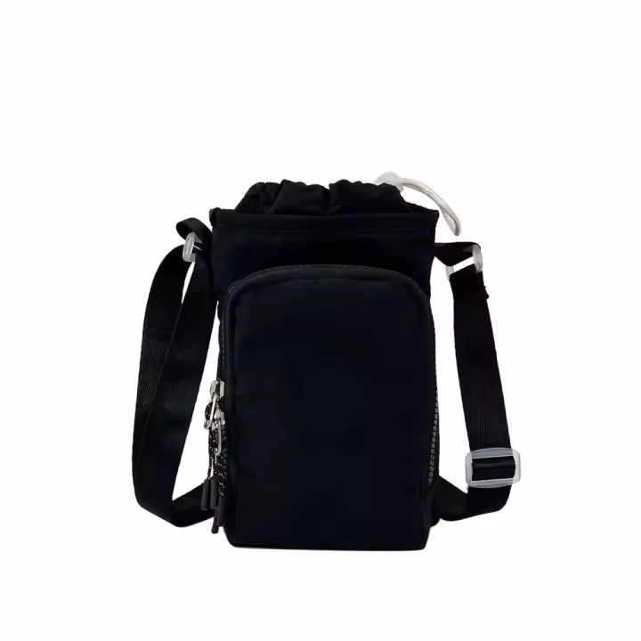 Bolsa portabotellas con correa para el hombro, bolso cruzado de nailon de secado rápido para botella de agua, con cordón abierto para manejar - 1