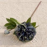 Ramo de flores de peonía artificiales de 2 cabezas hecho a mano simulación exquisita peonía ramas de peonía de seda realista decoración del banquete de boda - details 2