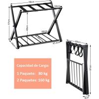 Equipaje de Almacenamiento Plegable de 2 Pisos Soporte para 2 Maletas Negro 68x44x57cm Paquete - details 6