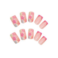 Uñas rosadas con ondas impresas, uñas postizas ultraflexibles y duraderas, salón de uñas para mujeres y niñas - details 4