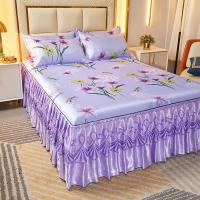 Funda de Cama de Encaje Clásico Royal Blue 2/3 Pcs Lavable con Banda Elástica - details 5