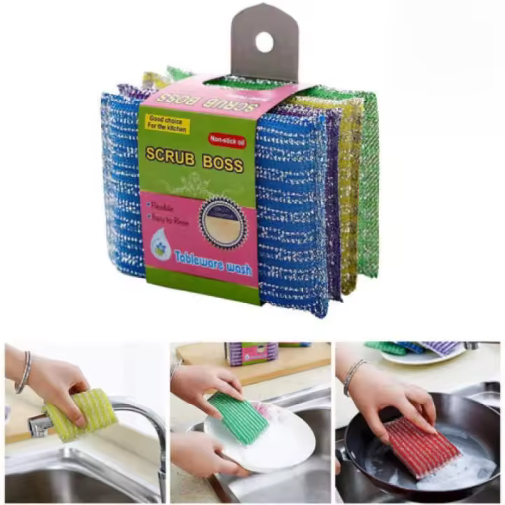 Esponjas Abrasivas de Metal de 4 piezas Herramientas de Limpieza para el Hogar para Ollas y Sartenes Cepillos de Limpieza de Cocina - 1