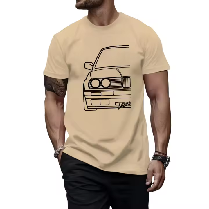 Camiseta Gráfica de Moda para Hombres 100% Algodón, Cómoda y Transpirable con Cuello Redondo - 1