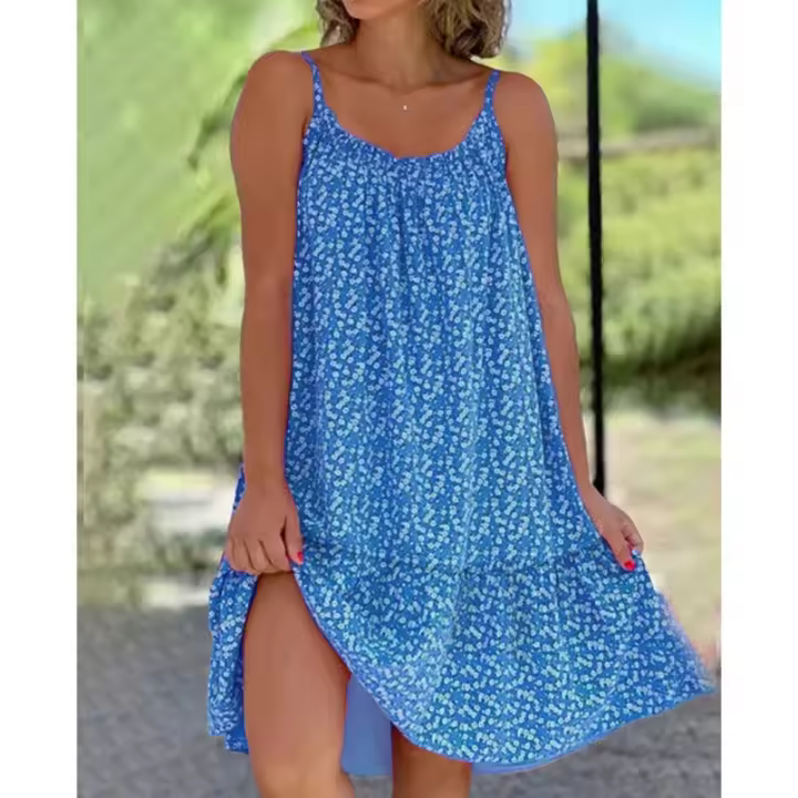 Vestido de gran tamaño con tirantes florales y péndulo grande - 1