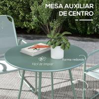 Conjunto de Jardín Exterior Mesa Redonda y 2 Sillas de Terraza con Marco de Acero y Cojines Ajustables para los Pies - details 2