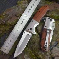 Cuchillo plegable portátil, hoja de acero inoxidable, mango de madera con Clip trasero, herramientas de Camping de viaje, regalo de vacaciones - details 0