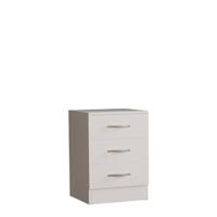 Diseños Home Descuento Mesita de noche Blanco 3 cajones con tiradores de metal Soporte para cajones antiflexión Muebles de dormitorio modernos 244 - details 13