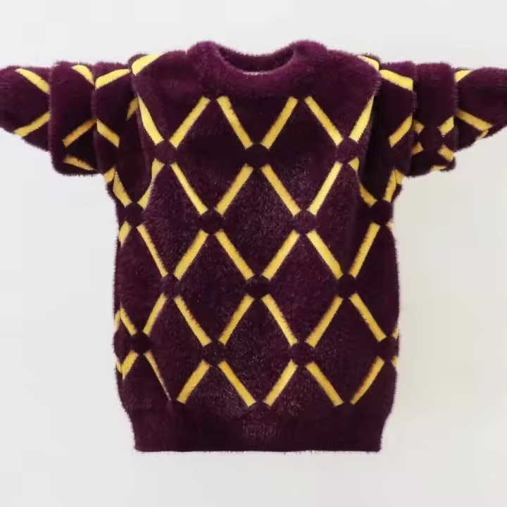 Niños de 1 a 10 años, camisas de punto de visón con cuello alto, suéteres gruesos, ropa para niños - 1
