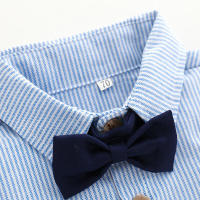 Conjunto de dos piezas de camisa de manga larga y overol estilo coreano para bebé, ropa formal para niños, oferta caliente de otoño. - details 9