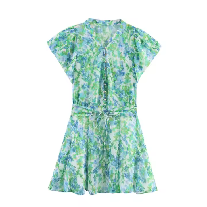 Mini vestido de impresión popular de ropa de mujer vestido europeo y americano - 1