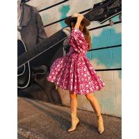 Vestido corto de vacaciones de playa de rayón informal suelto con lazo floral para mujer de moda de verano - details 44