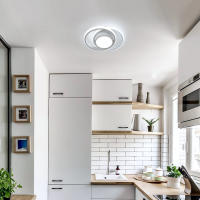 Goeco-Lámpara de Techo LED Blanca Redonda de Aluminio, 32W, 27x22x6 CM, Luz Blanca 6500K, Ideal para Pasillo Cocina - details 8