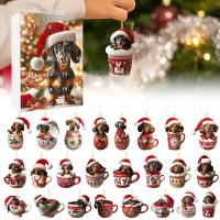 Calendario de Adviento de Navidad 2024,con 24 encantadores colgantes de perro salchicha, adornos de árbol de Navidad para decora - details 31