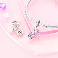 Llave de compañero perfecta de Plata de Ley 925 con colgante de cerradura, cuentas compatibles con pulsera Original Pandora, abalorios, regalo de joyería para mujer - details 2