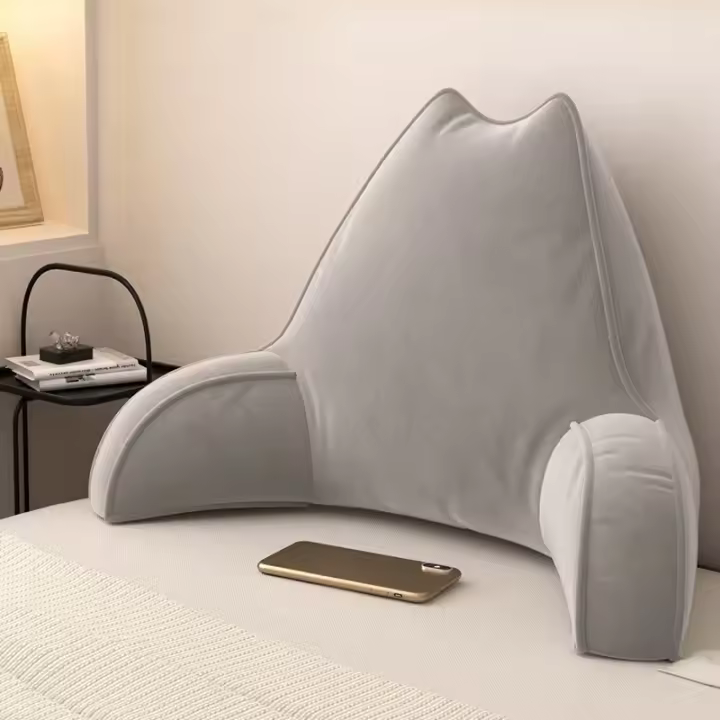 Almohada de Lumbar de Algodón 100% Soporte de Espalda con Brazos para Cama y Piso - 1