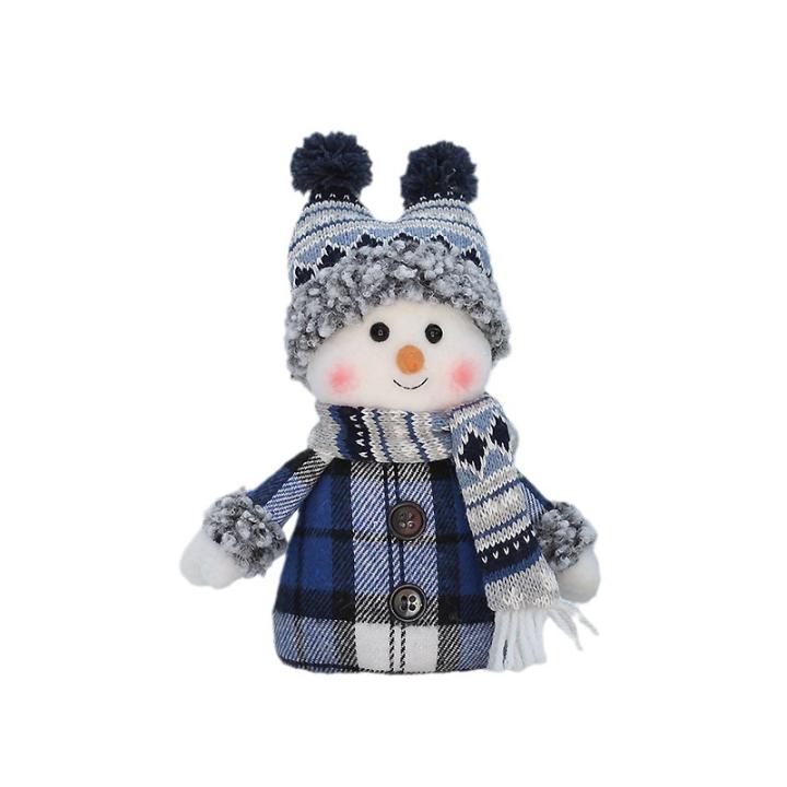 Muñeca de tela azul de Navidad, muñeco de nieve mecedora de esquí, adorno de decoración, regalo de vacaciones, nuevo